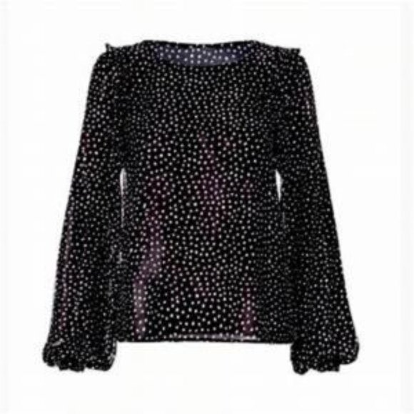 LIKE NEW! Cabi Black and White Polka Dot "Sinatra" Blouse Size Large - Picture 2 of 6